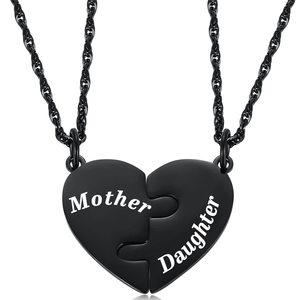 Collana con Ciondolo a Cuore per Madre <span class=keywords><strong>e</strong></span> Figlio in Acciaio Inossidabile Nero, Set da 2 Pezzi, Collana con Ciondolo Puzzle per Padre <span class=keywords><strong>e</strong></span> Figlia - Product Image 1