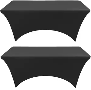 Spandex Black Table Covers Fitted Table Clothes for 4 Foot Rectangle Tables, Elastic Massage Table Cover, Stretch Tablecloth
