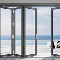Porte pliante sans cadre NUOXIN 2024, moderne, à double vitrage, en aluminium et verre, pour usage domestique et extérieur, design industriel