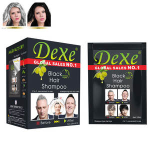 Crème colorante pour cheveux <span class=keywords><strong>DEXE</strong></span> Magic, nouvelle arrivée, 2 en 1, couleur noire, shampooing 25 ml * 10 sachets, bon prix pour adultes, hommes et femmes, <span class=keywords><strong>utilisation</strong></span> à domicile ou en salon - Product Image 2