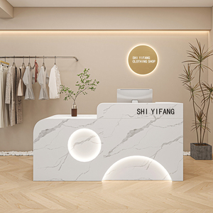 Bền Bằng Gỗ Salon Bàn Tiếp Tân Bàn Phía Trước Khách Hàng Trị Liệu Trung Tâm Bảng Với Tủ Lưu Trữ Cho Khách Sạn Nhà Máy Giá - Product Image 6