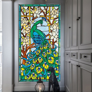 Decoración de Pared o Ventana de Vidrio Tiffany Hecha a Mano con Diseño de Pavo Real, Sólida, de 17 mm de Grosor, Personalizable - Product Image 2