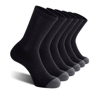Chaussettes de sport, chaussettes pour bottes de travail avec coussinets intégraux, chaussettes habillées pour hommes de haute qualité, noires - Product Image 1
