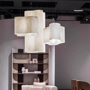 Lustres design style Wabi Sabi, ovales, avec douille E27, alimentation électrique, pour hôtel, hall, restaurant, club, salle d'exposition, éclairage décoratif - Product Image 3