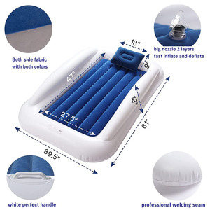 <b>Inflatable</b> Baby Travel Air Mattress With Guardrail <b>Toddler</b> Size White And Blue Folding Portable <b>Bed</b> For Kids - Product Image 4