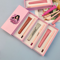 Kit de Maquillage OEM Marque Privée Haute Pigmentation 2-en-1 : Baume à Lèvres Peptides Brillant et Crayon à Lèvres, Gloss Transparent avec Kit Crayon à Lèvres