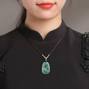 หยกธรรมชาติหยกน้ำเงินรูปม้าจี้หยก UNISEX ดีไซน์ดั้งเดิมสไตล์จีนของขวัญพร้อมใบรับรอง DW48 - Product Image 4