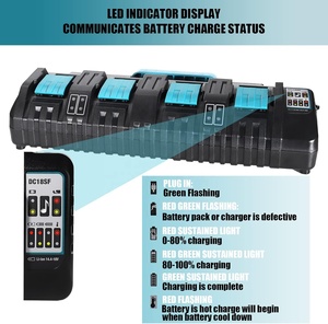 Cargador Rápido de 4 Puertos y 18 V <span class=keywords><strong>DC18SF</strong></span> para Makitas BL1830 BL1430, Cargador DC18RC DC18RD 14.4V-18V LXT para Baterías de Herramientas Inalámbricas de Litio - Product Image 4