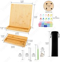 Planche de blocage au crochet artisanale en bois de bambou carrée personnalisée avec kit d'accessoires de tricot au crochet