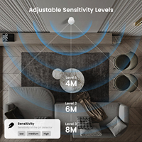 Veilleuse intelligente sans fil avec capteur de mouvement PIR pour système de sécurité domestique, portée de détection de 10 m, installation facile, matériau ABS