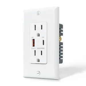 Amerikaanse Standaard Stopcontact Pd 20W Stopcontact Met 15a Type C En Type Een USB-Oplader Dubbele Snellader