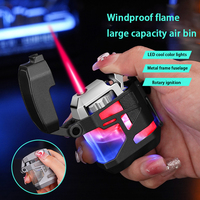 DEBANG Cool Apparence Rouge Flamme Briquet Coupe-Vent LED Lumière Gaz Rechargeable Torche pour Cigarettes Nouveau Design Boîte Cadeau Emballage
