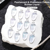 Liquide de construction pour ongles de haute qualité, effet brillant, réfléchissant, art des ongles, lampe UV, paillettes nacrées, effet caméléon
