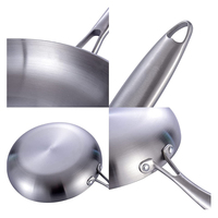 Offre Spéciale – Ensemble de 3 Poêles à Frire Modernes en Acier Inoxydable Triple Couche Écologique avec Poignée Ergonomique pour Cuisine Domestique et Gaz