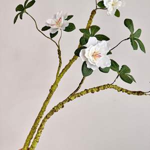 Fleurs d'azalées artificielles en soie blanche, haute simulation, décoratives pour la maison et accessoires de mariage - Product Image 4