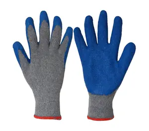 Vente en gros de gants de sécurité pour les travaux de construction avec revêtement en latex, gants de sécurité en caoutchouc enduits de latex Ce fr 388 tricotés élastiques pour les poignets