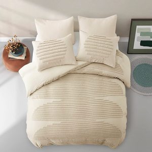 Set Copripiumino Moderno 5 Pezzi per <span class=keywords><strong>Letto</strong></span> <span class=keywords><strong>Matrimoniale</strong></span> 1,8m, 100% Cotone 200TC, Motivo Tinta Unita, Per Tutte le Stagioni, Comfort e Stile - Product Image 4