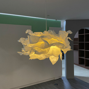 Bana Lighting Wabi Sabi Paper Art Chandelier Led Light White Bamboo Rattan Hotel Guesthouse Ceiling Lamp - Product Image 3