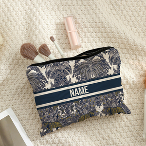 Pochette zippée en velours côtelé personnalisable avec nom, motif imprimé moderne, sac de maquillage portable léger et personnalisé, trousse de <span class=keywords><strong>toilette</strong></span> de voyage - Product Image 6