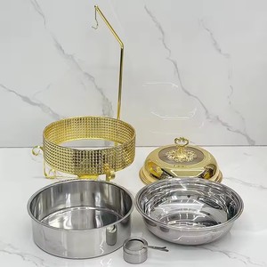 Estufa de Alcohol de Acero Inoxidable, Redonda, Colgante, para Buffet, 8L, 10L, 5.5L, Dorada, para Uso en Hoteles y Restaurantes - Product Image 3