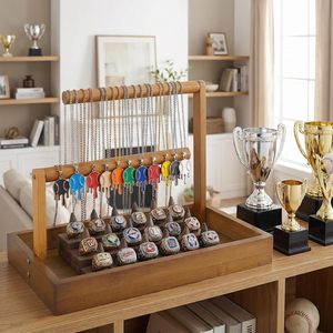 Jewelry Organizer Stand Wooden <b>T</b>-<b>Bar</b> Necklace Rack Bracelet Holder Display Bangle - Product Image 3