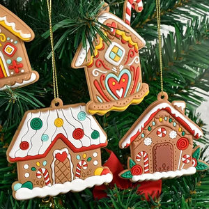 Gingerbread House Pendants <b>Christmas</b> <b>Tree</b> <b>Hanging</b> Ornament 2024 Noel Navidad Home Decoration New Year Gift 2025 - Product Image 5