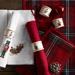 High Quality Handmade Reusable Classic Linen Cotton Red <strong>Tartan</strong> Plaid Printed Cloth <strong>Napkins</strong> for Wedding Home Christmas - Product Image 6