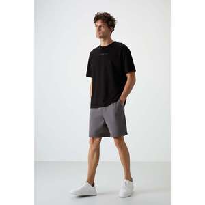 Shorts pour hommes en coton gris foncé, épais, doux, texturés, coupe confortable, basiques - 81274 - Gris foncé - Product Image 2