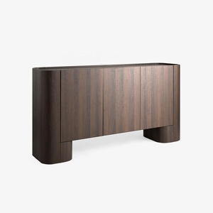 Credenza in Stile <span class=keywords><strong>Legno</strong></span> <span class=keywords><strong>Naturale</strong></span> con Impiallacciatura in Rovere Chiaro, Design Piatto, Cassettiera, Mobile d'Ingresso, Supporto TV, Mobile Contenitore - Product Image 5