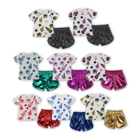 Ensemble décontracté d'été RTS Boutique : Haut à motif étoile et feux d'artifice style Western Cheer Team et short en cuir assorti, écologique