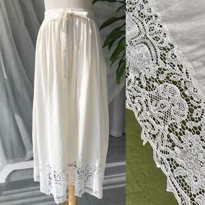Women's <b>White</b> Vintage Natural Summer <b>Midi</b> A-Line <b>Skirt</b> Flared Cotton-Linen with Hollow Out Design - Product Image 6