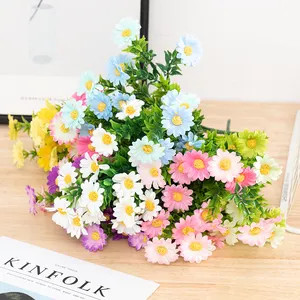 Flores artificiais pequeno margarida decoração de casa, flores novo produto é o melhor vendedor de buquetes artificiais florais
