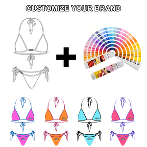 Bán Chạy Nhất Của Phụ Nữ Kim Loại Màu Xanh Tam Giác Bộ Bikini Set Sáng Bóng Hai-Mảnh Bãi Biển Nhiệt đới Khu Nghỉ Mát Đồ Bơi Với Biểu Tượng Tùy Chỉnh - Product Image 2