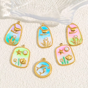 Colgantes de <span class=keywords><strong>Esmalte</strong></span> Degradado Marino Dorado | Acero Inoxidable con Oro PVD de 18K para Fabricación de Joyas DIY | Impermeables e Hipoalergénicos - Product Image 6