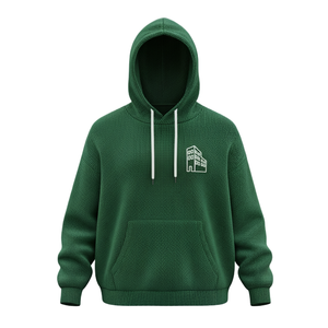 Bulk Quantity Green OEM Winter <b>Long</b> Sleeve Embroidered Knitted Eco-Friendly Unisex Hoodie Drawstring Kangaroo Pocket Bangladesh - Product Image 1