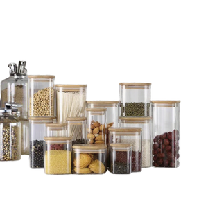 METIER – Organisateur de rangement moderne pour cuisine, étagère à épices, contenants de stockage pour collations et aliments en verre avec couvercles pour armoires - Product Image 1
