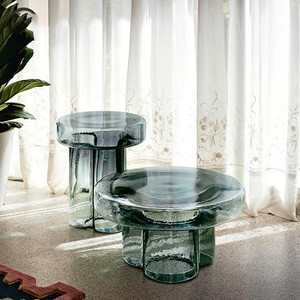 <b>Glass</b> Coffee <b>Table</b> Stained <b>Glass</b> Design Round Modern Living Room <b>Side</b> <b>Table</b> Decorative Accent <b>Table</b> - Product Image 3