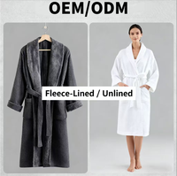 Peignoir en coton gaufré OEM/ODM - Doublure en polaire personnalisée ou non, broderie de logo disponible pour un usage domestique et hôtelier