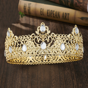 Couronne d'or pour les hommes Simple multicolore cercle complet roi casque fête d'anniversaire mariée - Product Image 4