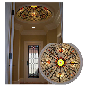 Domo de cristal pintado a mano con patrones personalizados para pasillo, cúpula de techo con diseño de fábrica de vidrio pintado a mano - Product Image 1