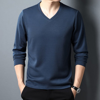 T-shirt décontracté pour homme à manches longues en maille gaufrée, col en V, coupe ajustée, maille texturée, respirant, doux et extensible, pour l'automne