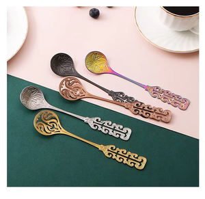 <span class=keywords><strong>Cuillère</strong></span> à café courte créative en acier inoxydable 304, style nordique vintage, plaquée argent, pour desserts et café - Product Image 3
