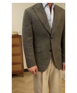 <span class=keywords><strong>Costume</strong></span> Homme Vintage Haut de Gamme Croisé Britannique Décontracté Chic Coupe Slim Anti-Plis Coupe-Vent en Tissu Peigné - Product Image 1
