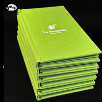 Couverture de menu en lin avec insert en papier spécial et porte-cartes intégré, menu de restaurant écologique et vert