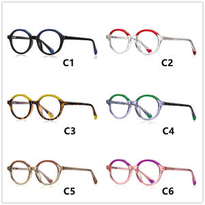 แว่นตาสำหรับเด็กหญิงทรงกลมป้องกันแสงสีฟ้า TR90บานพับสปริงโปร่งใสสีชมพูม่วงแขนแทรกทำจากโลหะคุณภาพสูงสำหรับทางการแพทย์ - Product Image 6