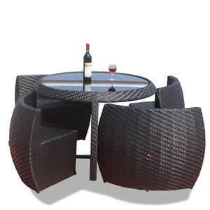 Ensemble de salle à manger pour petite terrasse, mobilier de patio, balcon extérieur, jardin, rotin moderne, table à manger de luxe et 4 chaises - Product Image 5
