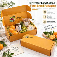 Boîte d'expédition en carton ondulé orange personnalisée avec logo, emballages pour paniers-cadeaux alimentaires, pour produits frais de la ferme et marques alimentaires haut de gamme