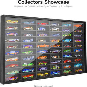 ארון תצוגה מעץ לתלייה על הקיר למכוניות הוט וילס עם דלת אקרילית עמידה לאבק, מארז אחסון ותצוגה למכוניות דגם - Product Image 2