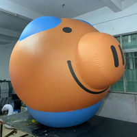 Ballon géant gonflable en PVC personnalisé BOYI, tête de cochon de dessin animé, ballon en forme d'animal, ballon à l'hélium