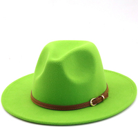 Topi Fedora tepi lebar 56-60cm putih/hitam topi Laken wol Wanita Pria dekorasi rantai logam topi Panama Jazz Chapeau